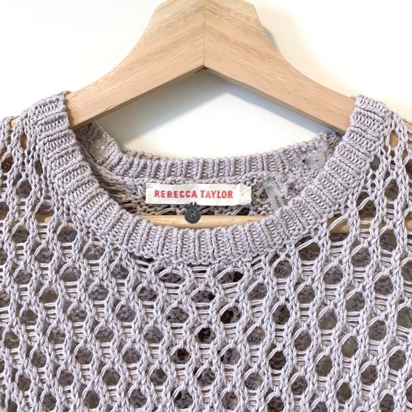 Rebecca Taylor Taupe Open Back Crochet Sweater - Picture 5 of 10